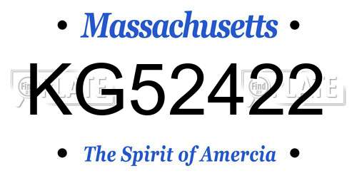 KG52422 Massachusetts License Plate