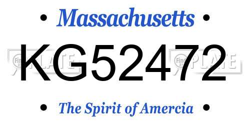 KG52472 Massachusetts License Plate