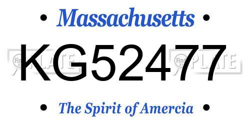 KG52477 Massachusetts License Plate