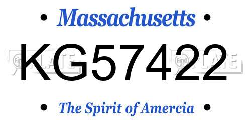 KG57422 Massachusetts License Plate