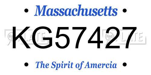 KG57427 Massachusetts License Plate