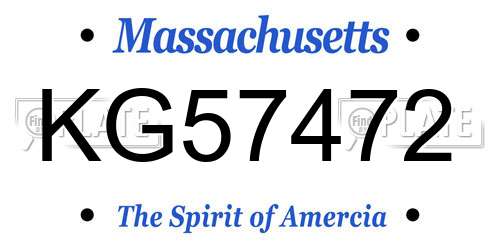KG57472 Massachusetts License Plate