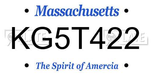 KG5T422 Massachusetts License Plate