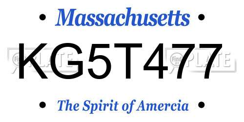 KG5T477 Massachusetts License Plate