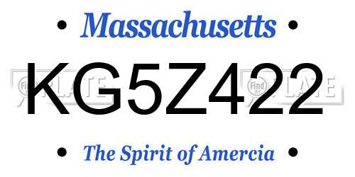 KG5Z422 Massachusetts License Plate