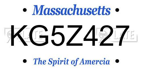 KG5Z427 Massachusetts License Plate