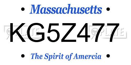 KG5Z477 Massachusetts License Plate