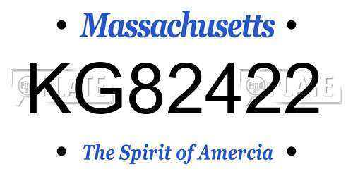 KG82422 Massachusetts License Plate