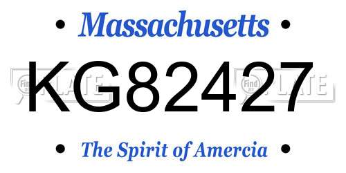 KG82427 Massachusetts License Plate