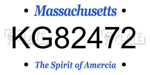 KG82472 Massachusetts License Plate