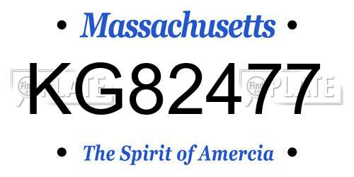KG82477 Massachusetts License Plate