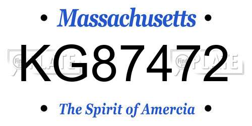KG87472 Massachusetts License Plate