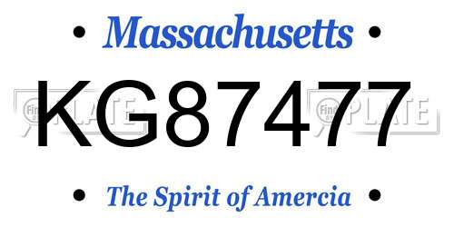 KG87477 Massachusetts License Plate