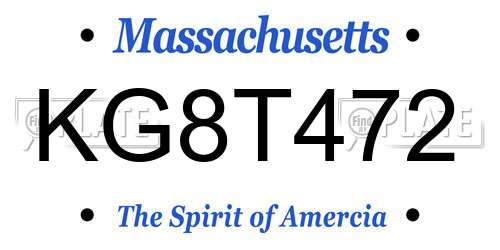 KG8T472 Massachusetts License Plate
