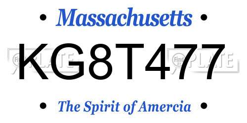 KG8T477 Massachusetts License Plate