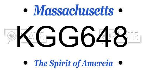 KGG648 Massachusetts License Plate