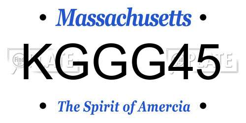 KGGG45 Massachusetts License Plate