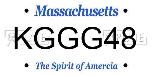 KGGG48 Massachusetts License Plate
