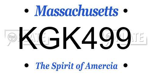 KGK499 Massachusetts License Plate
