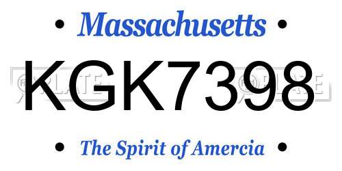 KGK7398 Massachusetts License Plate