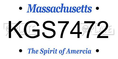 KGS7472 Massachusetts License Plate