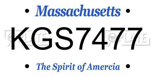KGS7477 Massachusetts License Plate