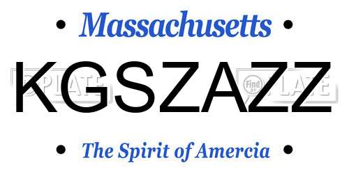 KGSZAZZ Massachusetts License Plate