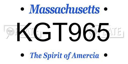 KGT965 Massachusetts License Plate