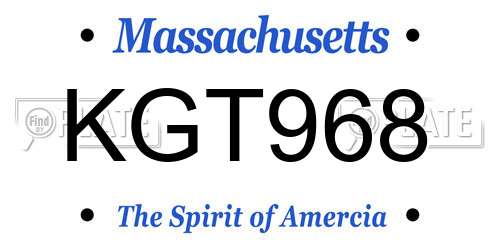 KGT968 Massachusetts License Plate