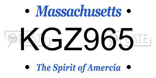 KGZ965 Massachusetts License Plate