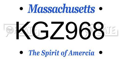 KGZ968 Massachusetts License Plate