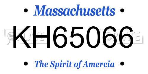 KH65066 Massachusetts License Plate