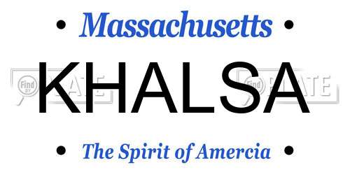KHALSA Massachusetts License Plate