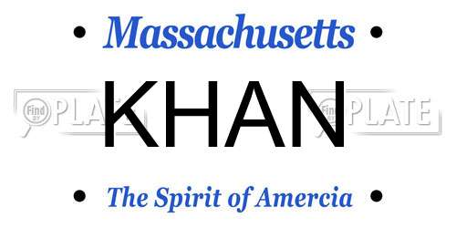 KHAN Massachusetts License Plate