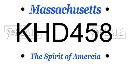 KHD458 Massachusetts License Plate
