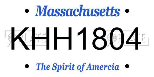 KHH1804 Massachusetts License Plate