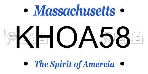 KHOA58 Massachusetts License Plate