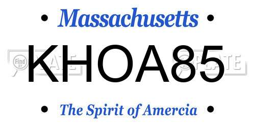 KHOA85 Massachusetts License Plate