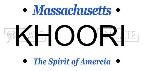 KHOORI Massachusetts License Plate