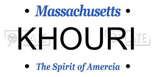 KHOURI Massachusetts License Plate