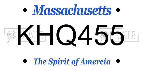 KHQ455 Massachusetts License Plate