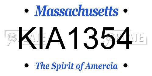 KIA1354 Massachusetts License Plate