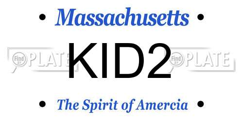 KID2 Massachusetts License Plate