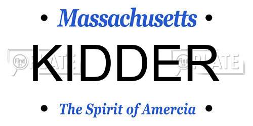 KIDDER Massachusetts License Plate