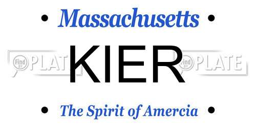 KIER Massachusetts License Plate