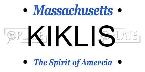KIKLIS Massachusetts License Plate