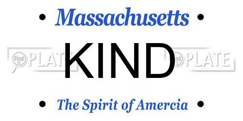 KIND Massachusetts License Plate