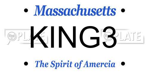 KING3 Massachusetts License Plate