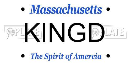 KINGD Massachusetts License Plate