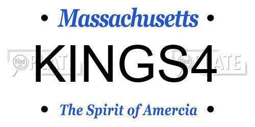 KINGS4 Massachusetts License Plate